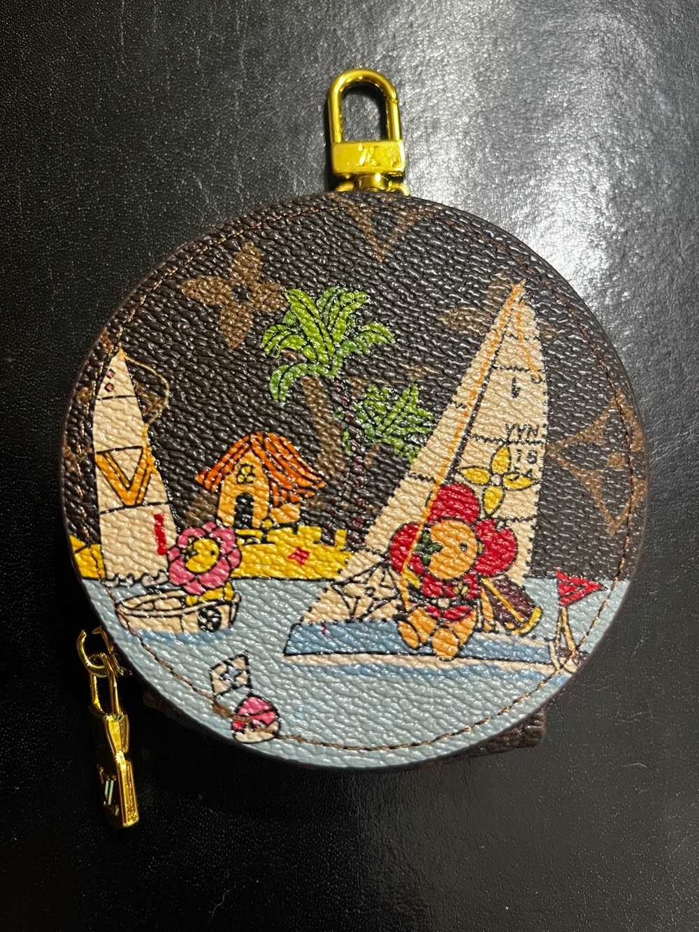 Louis. Vuitton. Limited Edition Vivienne. Beach Sailing Round Zipper Pouch Charm